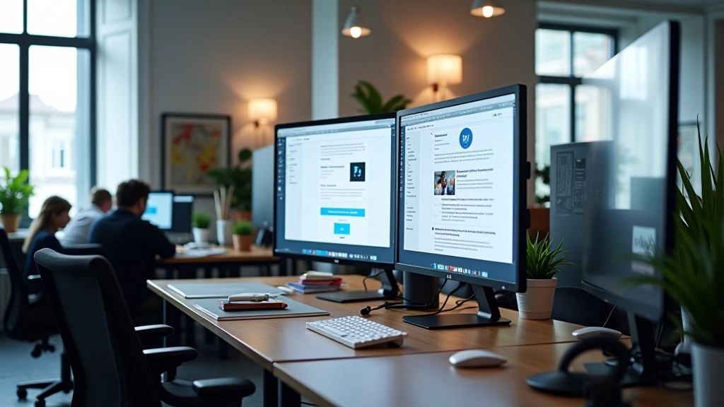 Modernes Design-Studio mit Fachleuten, die an Web-Layouts arbeiten